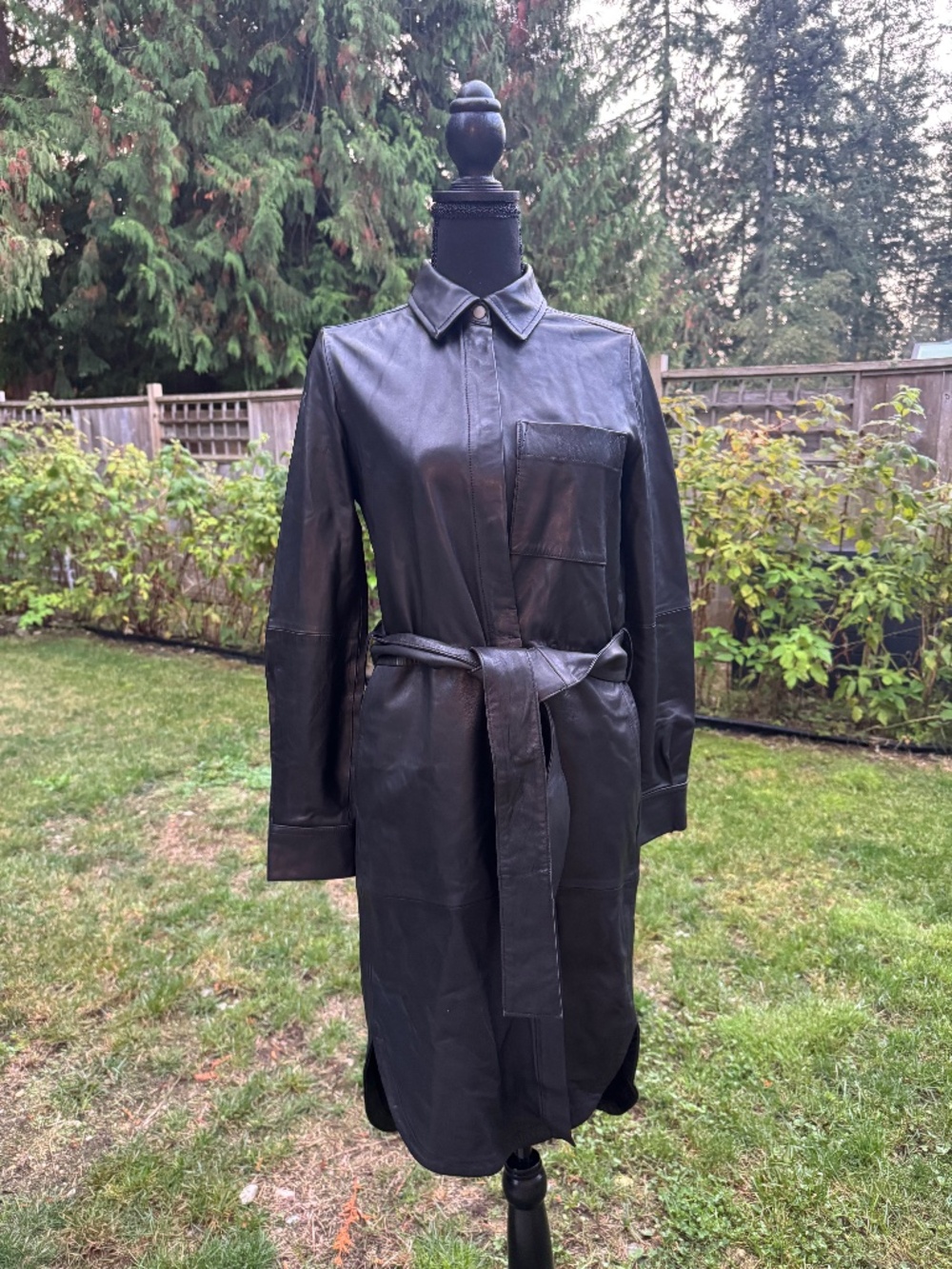 InWear Copenhagen Black Faux Leather Belted Shirt Dress/Jacket – Size US 4